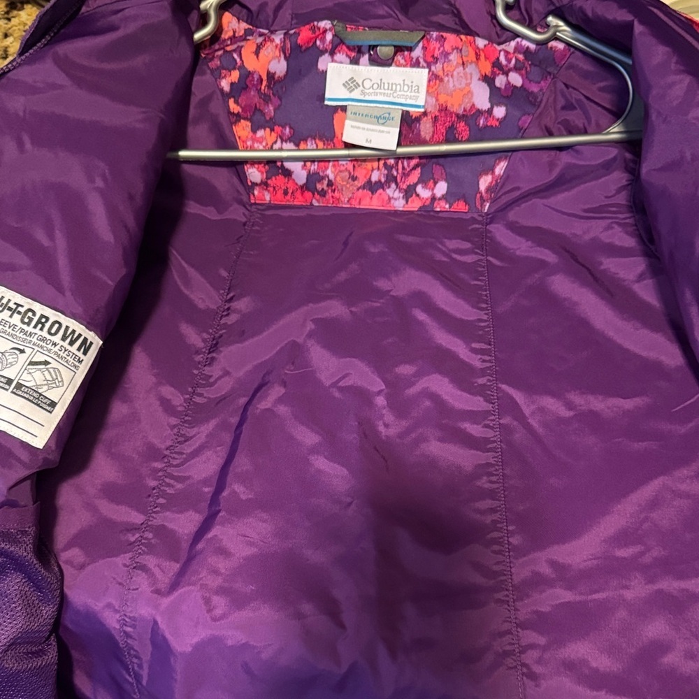 Columbia Kids Purple Floral Waterproof Coat with Pink & Orange Accents - Picture 13 of 14